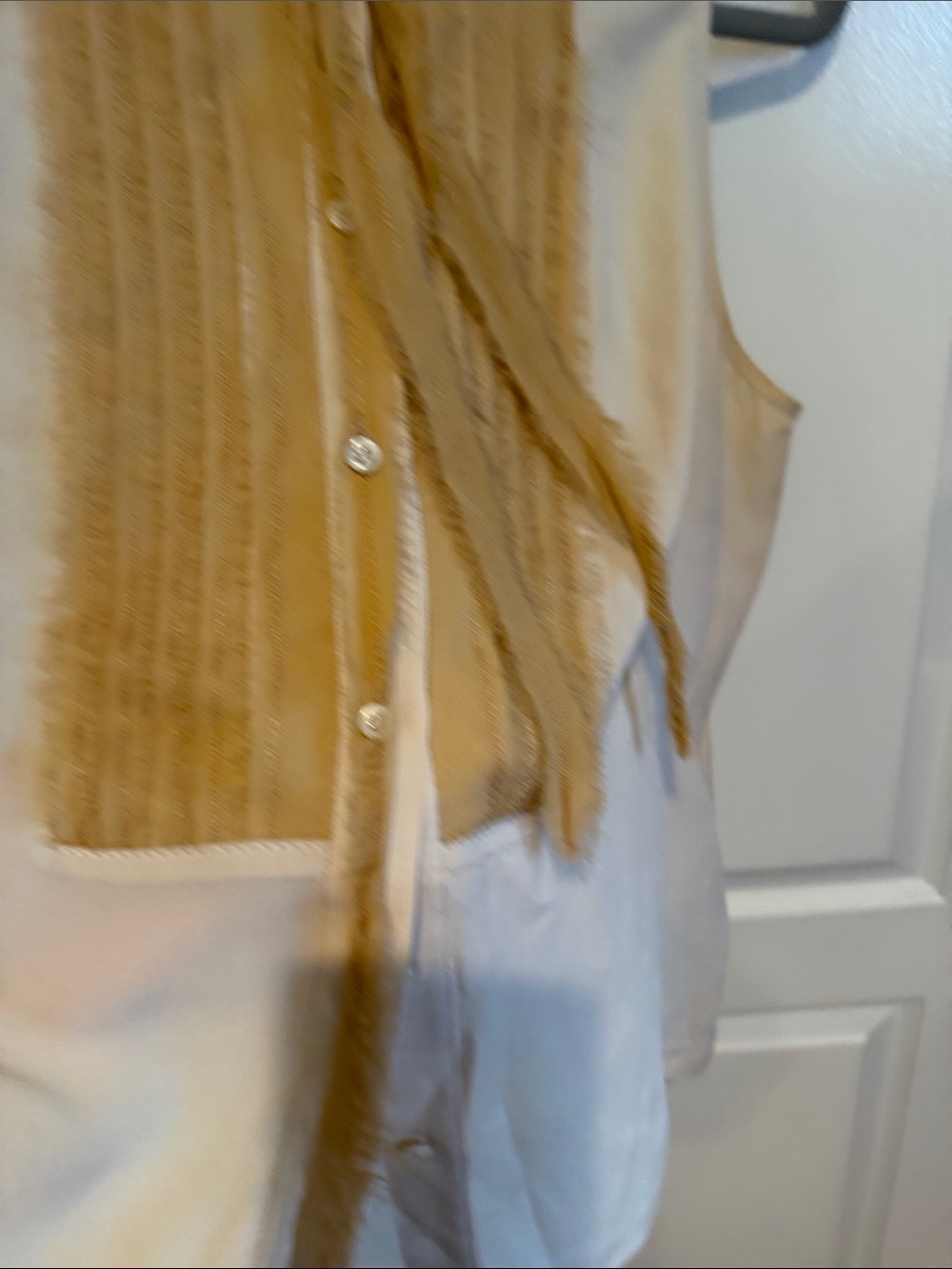 J. Crew Beige and tan 100% Silk Sleeveless Blouse with Pintuck Detail - Picture 6 of 8